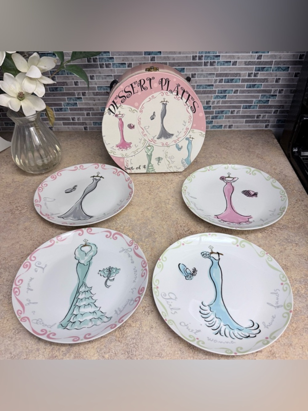 Vintage Rosanna 8" Girls Just Want to Have Funds plates